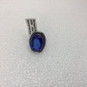Large ring, Sapphire Blue Quartz German Silver Size 8